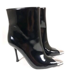 INC Womens Black Booties Cap Toe US 7M Rohese Pointed Toe Flare Zip-Up Boots